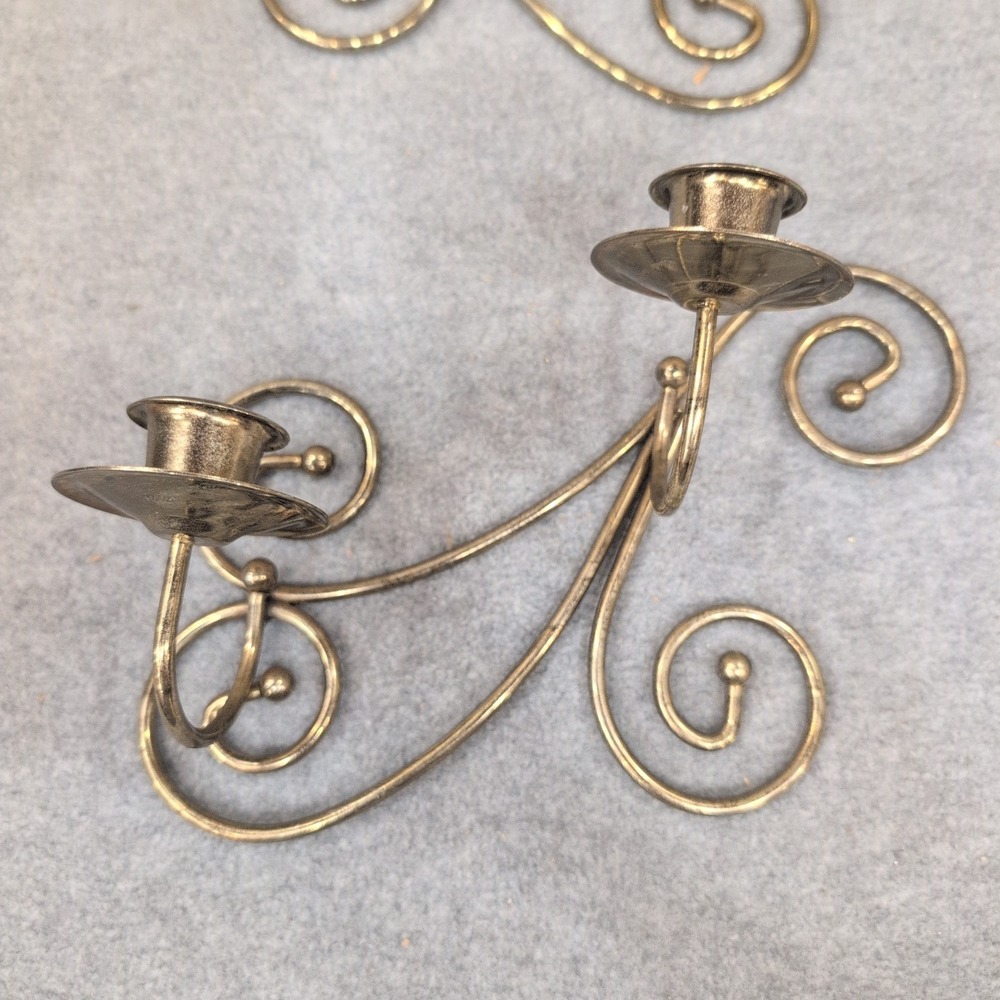 Home Interiors Gifts Brass Scroll Wall Sconce Candle Holder Pair Set of 2 - Picture 2 of 6